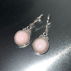 NIB JTV Pink Peruvian Opal Sterling Silver Dangle Earrings